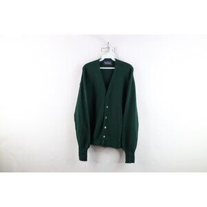 Vintage 70s Streetwear Mens XL Faded Kurt Cobain Knit Cardigan Sweater Green USA